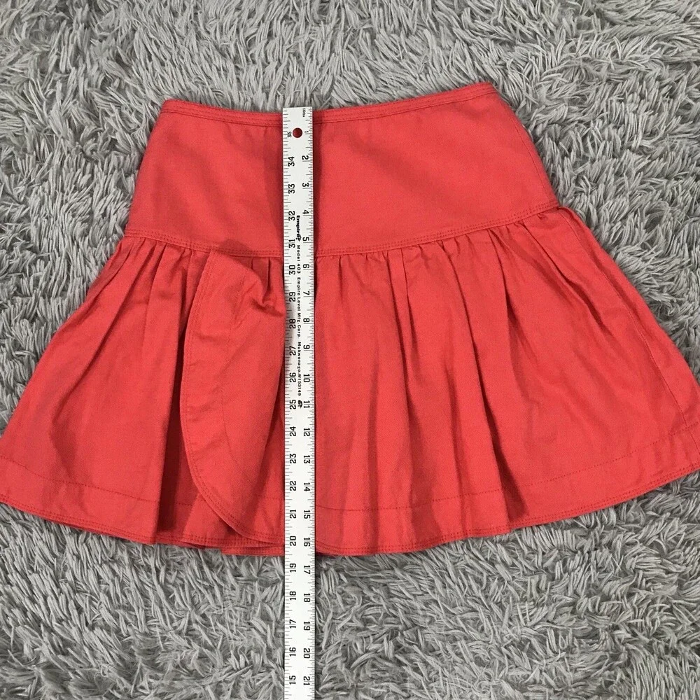 J. Crew Swish‎ Skirt 00 Coral Linen Cotton Back Zip Lined Womens Mini MSRP $98